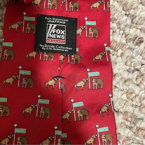 Fox News Channel Wall Street Bull & Bear You Decide Collection Men’s Neck Tie - Picture 2 of 6